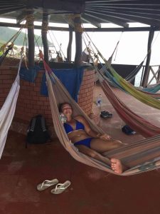 Me relaxing in a hammock which was our bed for the night at Camp Cabo