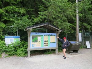 The information board about the Grouse Grind hike at Grouse Mountain