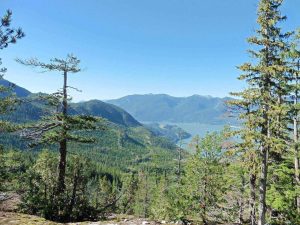 The viewpoint from the chief hike over a forest and the Howe Sound