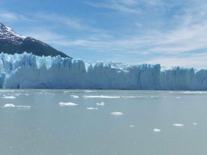 The view of the South Wall of Perito Moreno Glacier from the boat ride across Lake Argentino