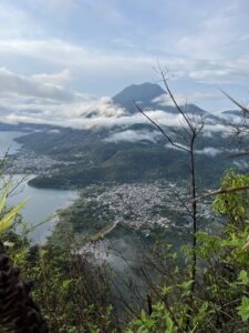 A view over looking small villages along Lake Atitlan